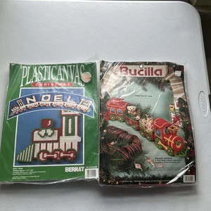 Yarn Canvas Christmas Holiday Express Train Kit 61145 & Noel Train Garland Kit - Picture 1 of 11