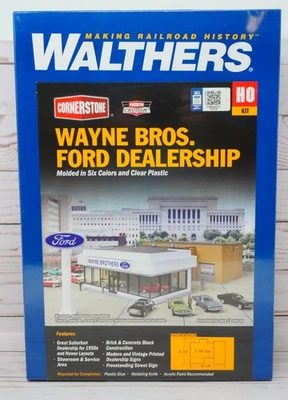 Walthers Cornerstone 933-3483, Wayne Bros. Ford Dealership Kit, HO Scale - Image 1 of 4