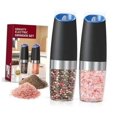 Battery Operated Salt And Pepper Grinder Set with LED Light, Battery/2pcs/Black - Image 1 of 4