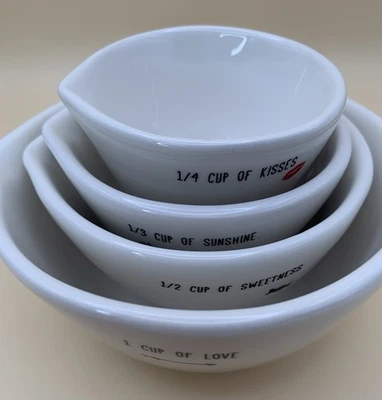 4 Measuring Cups Recipe For Joy Ceramic By tag. Love Sweetness Sunshine Kisses - Image 1 of 4
