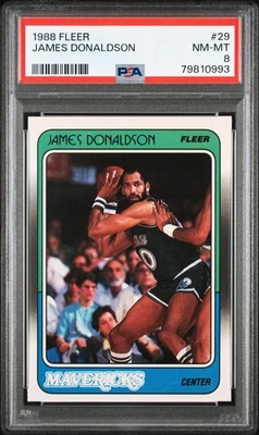 1988 Fleer Basketball Card James Donaldson #29 PSA 8 NM-MT Dallas Mavericks NEW - Image 1 of 3
