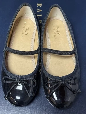 Zapatos de vestir Polo by Ralph Lauren negros brillantes para niñas Nellie talla 9 niño pequeño Foto 1 de 4