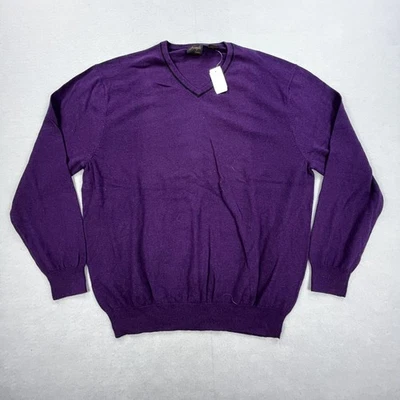 Jos A Bank Joseph свитер мужской XL фиолетовый хлопок кашемир V шеи пуловер новый с Ярлыками - Изображение 1 из 4