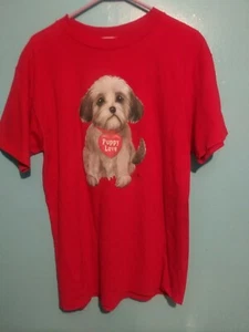 BASIC EDITIONS "puppy love" short sleeve t-shirt! Stretchable! Large - Picture 1 of 2