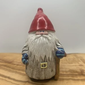 Santa Clause Elf Gnome Pixie Clay Pottery Figurine Finland 3” Tall Nordic - Picture 1 of 6