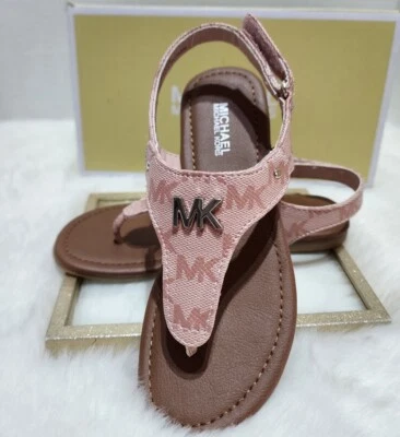 NUEVO💞Michael Kors Bessie Niña Niño Rosa MK Logo Estampado Sandalia/Talla 4 Foto 1 de 4