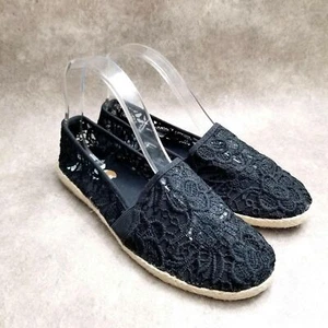 Report Womens Siracha Size 8 Black Slip On lace Espadrille Loafer - Picture 1 of 9