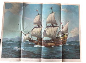 Póster Mayflower II National Geographic 1957 18 1/2 X 24 1/2 barco vela - Imagen 1 de 12