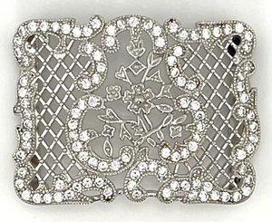 Joseph Esposito Belt Buckle925 Espo Cz Floral Motif Designer Signed  1.75x1.50in - Picture 1 of 2