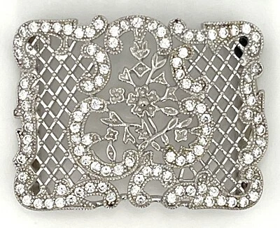 Joseph Esposito Hebilla de Cinturón 925 Espo Cz Motivo Floral Diseñador Firmado 1.75x1.50 pulgadas Foto 1 de 2