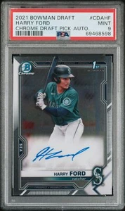 2021 Bowman Entwurf Chrom #CDAHF Harry Ford Autogramm PSA 9 neuwertig SP Mariners RC - Bild 1 von 2