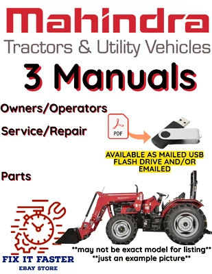 MAHINDRA 4110 TRACTOR MANUAL OPERATORS SERVICE PARTS SHOP REPAIR PDF USB - Image 1 of 2