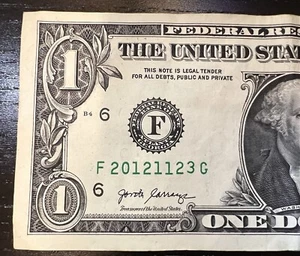 Nov 23, 2012 Fancy Serial F20121123G BIRTHDAY NOTE 11/23/2012 $1 One Dollar Bill - Picture 1 of 3
