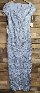 NWT JS Collections Julia Cap Sleeve Column Gown, light blue, Silver, Size 2 - Picture 1 of 11