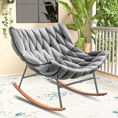 Cadeira de Balanço Externa, Cadeira de Balanço Pátio Egg, Vime de Rattan Papasan Interior - Imagem 1 de 4