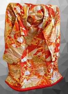 Vintage bestickt japanisch Seide Uchikake Kimono Hochzeit Robe Hou-ou Phönix - Bild 1 von 18