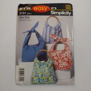 It's So Easy It's Simplicity Sewing Pattern 5151 Bags 2 Styles One Size UNCUT - Picture 1 of 2