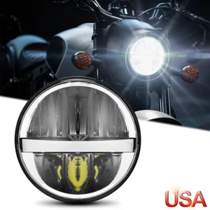5.75" Motorcycle Round LED Headlight DRL H4 High-Low Sealed Beam Lamp Plug Play - Picture 1 of 15