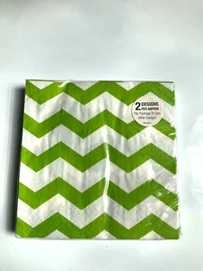 Lime Green Napkins Chevron and Dots Lime Green and white 16ct Party Supply - Picture 1 of 3
