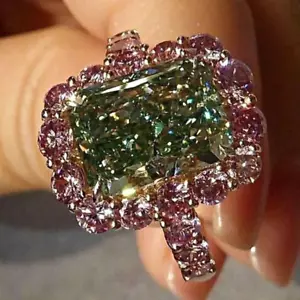Anillo Peridoto Plata 925 Kuncita Vino Espumoso Boda Nupcial Compromiso Fiesta - Foto 1 di 2