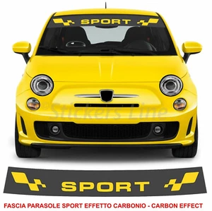 Band Sunshade Fiat 500 Sport Bottom Carbon Print Yellow Sticker Windscreen - Picture 1 of 1