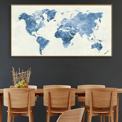 Abstract Watercolor Art Canvas Poster World Map Oil Paint Wall Decor No Frame B5 - Image 1 of 4