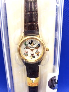Disney Watch Mickey Donald Daisy Minnie Pluto Goofy Faces Leather Band NIB - Picture 1 of 6