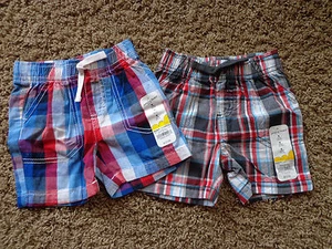 JUMPING BEANS boy's sz 9 months NWT cotton shorts (2) black/red/white/blues  - Bild 1 von 4