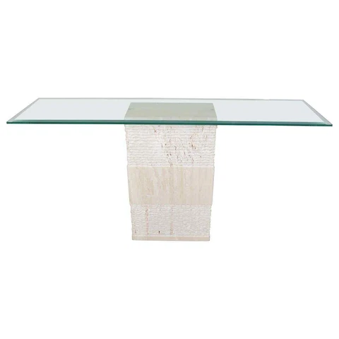 Contemporary Italian Travertine Marble Console Table after Artedi Cover