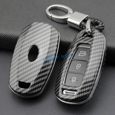 Carbon Fiber Car Smart Key Fobs Ring Cases Cover For Hyundai Accent Santa Fe i30 - image 1 of 4