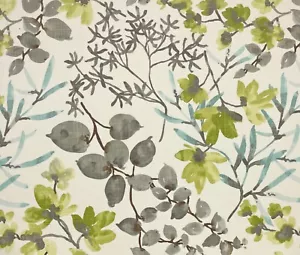 BALLARD DESIGNS ALESIA GRAY FLORAL VINE MULTIUSE LINEN FABRIC 2.75 YARDS 54"W - Picture 1 of 6
