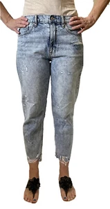 New KanCan (9/28) Cotton Ripped Jeans/Frayed Hem, Acid Wash Blues, Tapered, BOHO - Picture 1 of 10