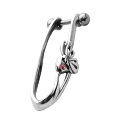 Pendiente rosa mariposa circonita cúbica manguito hélice 16 g A44 Foto 1 de 1