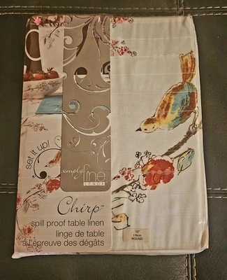 New Lenox Simply Fine Chirp Birds Tablecloth 70” Round - Image 1 of 4
