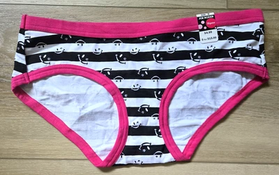 NWT Vintage Joe Boxer Black White Pink Wink Emoji Cotton Blend Hipster Panties M - Image 1 of 3