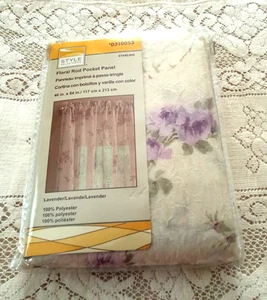 Sheer Floral Rod Pocket 46"x84", Lavender/Cream New - Picture 1 of 3