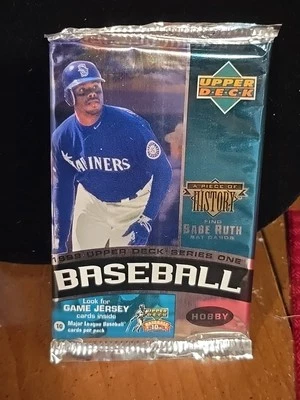 1999 Upper Deck Baseball Series 1 Hobby Packs Babe Ruth Bat Cards Jersey History - Image 1 of 2