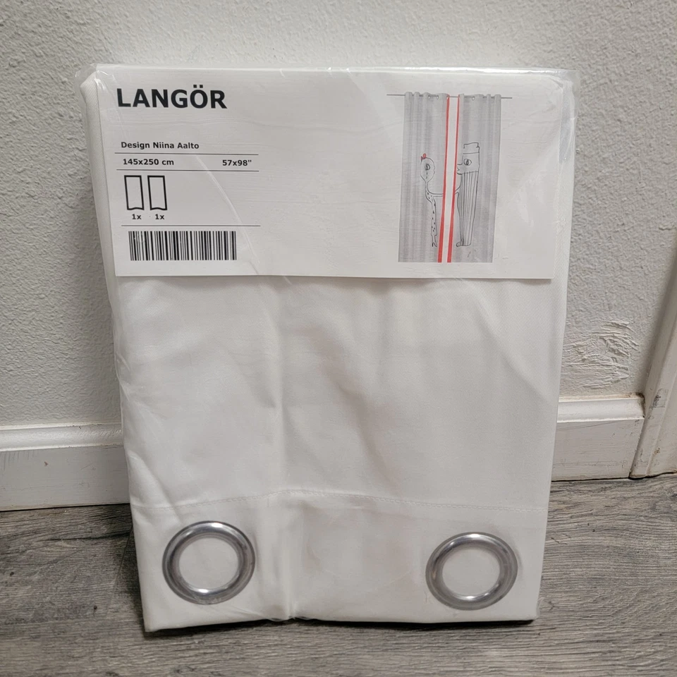 IKEA LANGOR Cortinas Blanco Rojo Negro CARITURA MARINERA 57x98" Ojales Náuticos NUEVO Foto 1 de 4