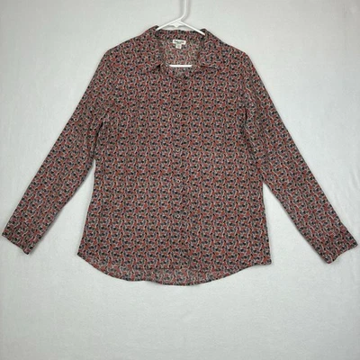 Espléndida Camisa Top con Estampado de Animales de Cebra Roja Popover Abotonada Talla Mediana Foto 1 de 4