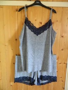 WOMENS SHORTIE PYJAMAS FROM GEORGE IN BLUE SIZE 20 /22 TOP, 16/18 BOTTOMS . - Picture 1 of 8