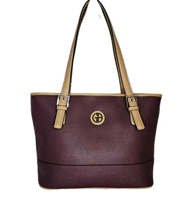 Bolso de Mano Giani Bernini Saffiano Cuero Borgoña Para Mujer Púrpura Rojo Foto 1 de 4
