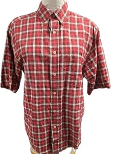 Woolrich Mens Shirt Button Down Cotton Multicolor Plaid Short Sleeve Size M - Picture 1 of 8