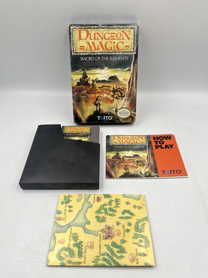 Dungeon Magic: Sword of the Elements (NES) CIB w/Manual + Map Authentic Working - Image 1 of 4