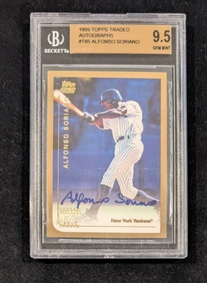 Topps 1999 negociado Alfonso Soriano audaz automático novato RC BGS 9,5 gema como nuevo Yankees Foto 1 de 3