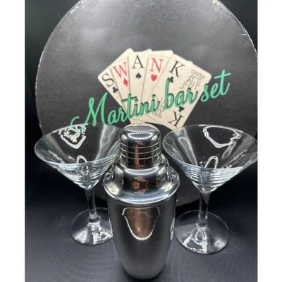 Juego de dos vasos Pottery Barn Martini con coctelera caja original decoración de vajilla Foto 1 de 4