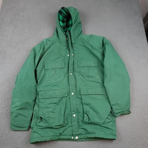 Vintage LL Bean Jacket Mens Medium Green Baxter State Parka Wool Lined USA 80s - Picture 1 of 11