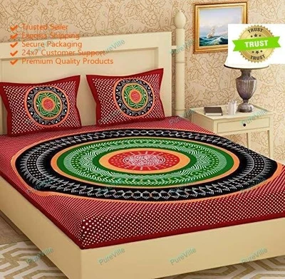 Sábanas dobles Sanganeri 100 % algodón 2 fundas de almohada 90x108 KING Zig Zag Foto 1 de 4