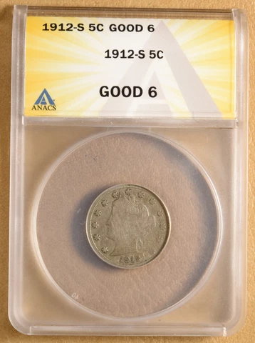 1912 S Liberty V Nickel ANACS G6 Cover