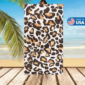 Oversize Leopard Beach Towel Quick Dry Microfiber Bath Towels Travel Sandfree - Picture 1 of 8