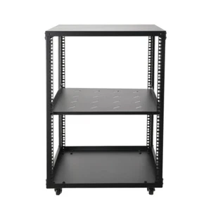 15HE Serverschrank Netzwerkschrank mit offenem Rahmen 19 Zoll Rack Schwarz - Bild 1 von 12